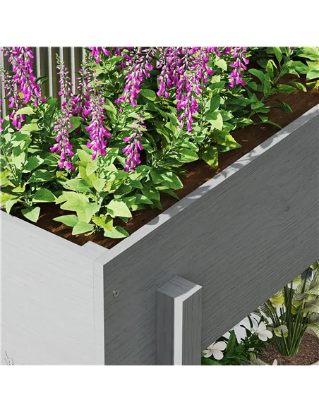 Outsunny Wooden Two-Tier Raised Planter - Grey