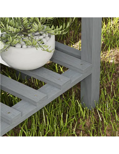 Outsunny Wooden Two-Tier Raised Planter - Grey