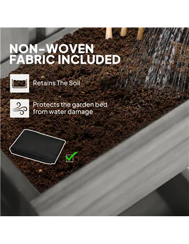 Outsunny Wall-mounted Wooden Garden Planters with Trellis, Drainage Holes and 3 Planter Boxes for Patio, Grey