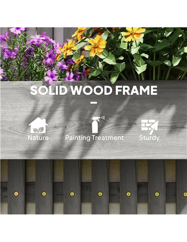 Outsunny Wall-mounted Wooden Garden Planters with Trellis, Drainage Holes and 3 Planter Boxes for Patio, Grey