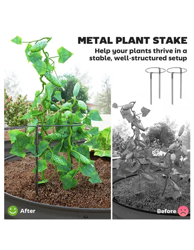 Outsunny Set of Two 181 x 93cm Steel Planters - Dark Grey