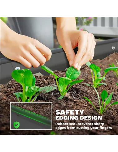 Outsunny Set of Two 181 x 93cm Steel Planters - Dark Grey