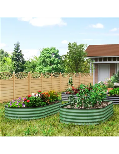 Outsunny Set of Two 181 x 93cm Steel Planters - Green