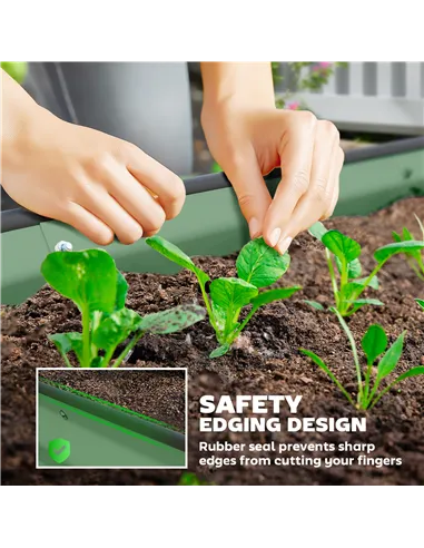 Outsunny Set of Two 181 x 93cm Steel Planters - Green