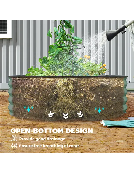 Outsunny Set of Two 181 x 93cm Steel Planters - Green
