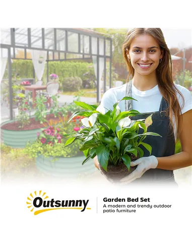 Outsunny Set of Two 181 x 93cm Steel Planters - Green