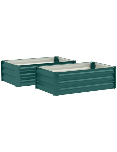 Outsunny Set of Two 100 x 60cm Steel Planter Boxes -Green