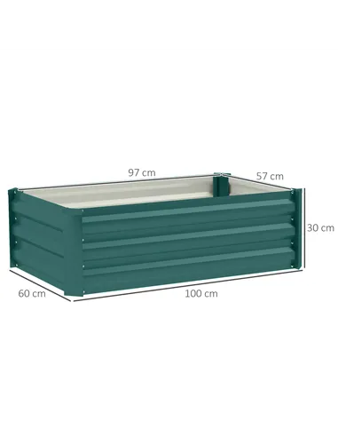 Outsunny Set of Two 100 x 60cm Steel Planter Boxes -Green