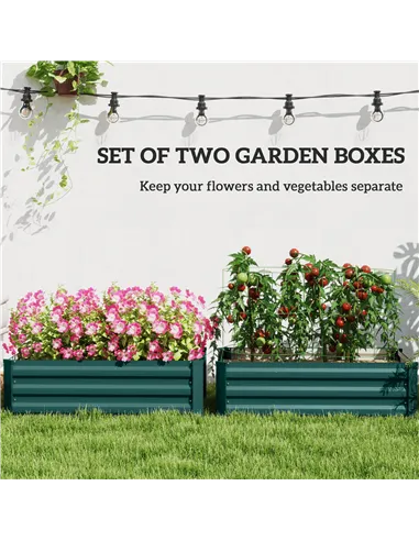 Outsunny Set of Two 100 x 60cm Steel Planter Boxes -Green