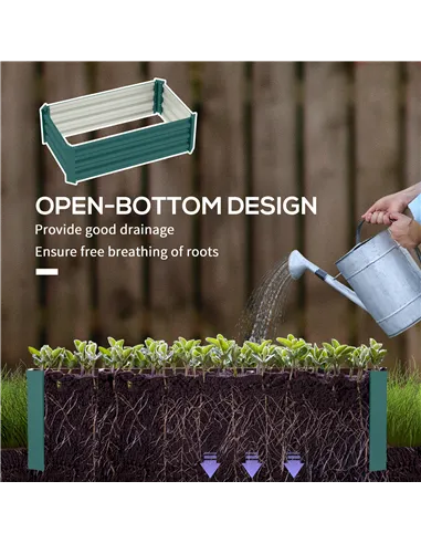 Outsunny Set of Two 100 x 60cm Steel Planter Boxes -Green