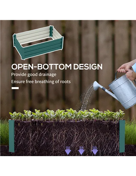 Outsunny Set of Two 100 x 60cm Steel Planter Boxes -Green