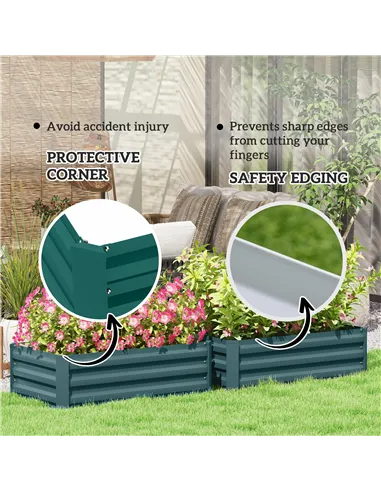 Outsunny Set of Two 100 x 60cm Steel Planter Boxes -Green