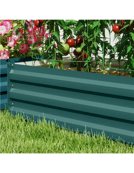 Outsunny Set of Two 100 x 60cm Steel Planter Boxes -Green