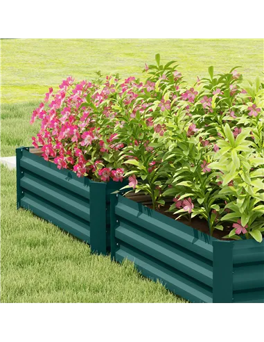 Outsunny Set of Two 100 x 60cm Steel Planter Boxes -Green