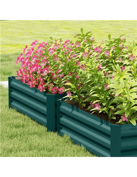 Outsunny Set of Two 100 x 60cm Steel Planter Boxes -Green