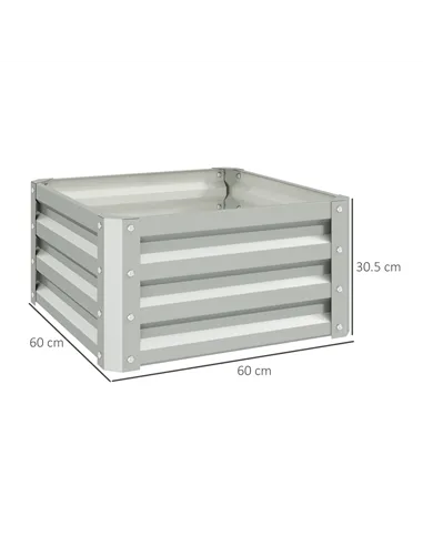 Outsunny Set of Two 60 x 60cm Steel Planter Boxes - Light Grey