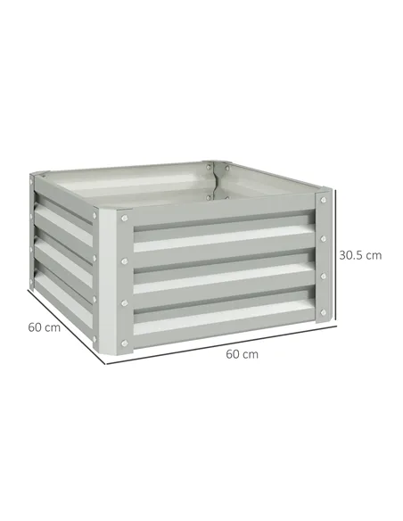 Outsunny Set of Two 60 x 60cm Steel Planter Boxes - Light Grey
