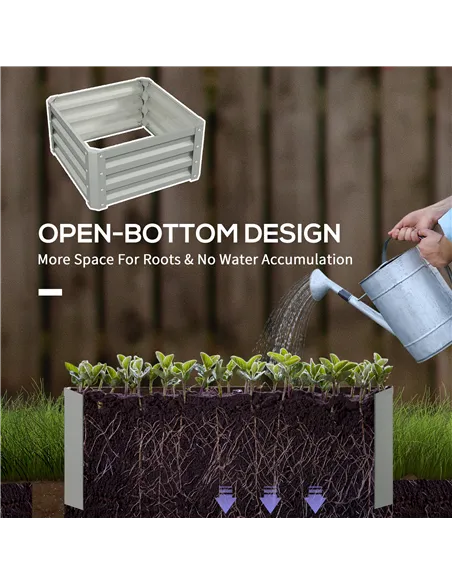 Outsunny Set of Two 60 x 60cm Steel Planter Boxes - Light Grey