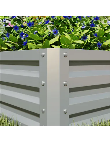 Outsunny Set of Two 60 x 60cm Steel Planter Boxes - Light Grey