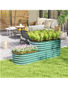 Outsunny Two-Tier Galvanised Steel Garden Planter - Dark Green 2