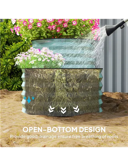 Outsunny Two-Tier Galvanised Steel Garden Planter - Dark Green
