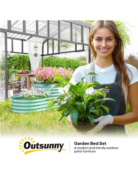 Outsunny Two-Tier Galvanised Steel Garden Planter - Dark Green