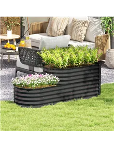 Outsunny Two-Tier Galvanised Steel Garden Planter - Dark Grey 2