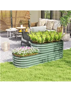 Outsunny Two-Tier Galvanised Steel Garden Planter - Light Green 2