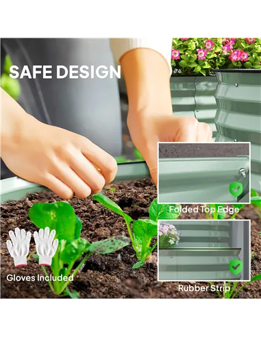 Outsunny Two-Tier Galvanised Steel Garden Planter - Light Green