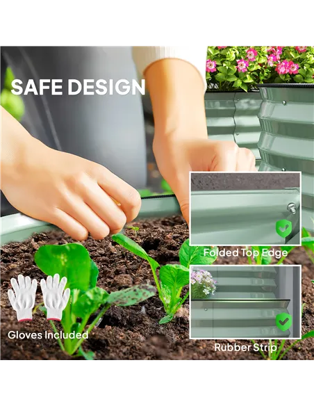 Outsunny Two-Tier Galvanised Steel Garden Planter - Light Green