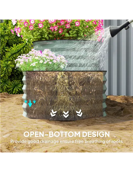 Outsunny Two-Tier Galvanised Steel Garden Planter - Light Green