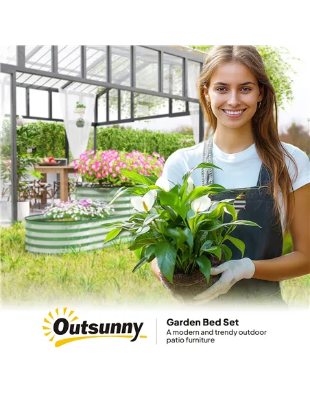 Outsunny Two-Tier Galvanised Steel Garden Planter - Light Green