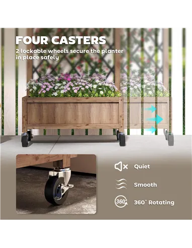 Outsunny Wooden Planter, with Metal Trellis - Brown/Black