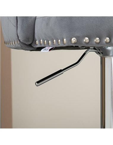 HOMCOM Bar Stools Set of 2, Modern Swivel & Adjustable Velvet Barstools with Button Tufted Back, Footrest, Nailhead Trim for Hom