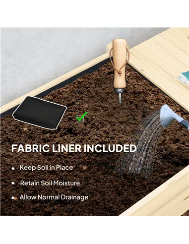 Outsunny 46 x 94cm Wooden Raised Planter, with Shelves - Natural Finish