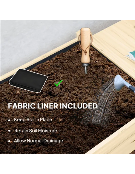 Outsunny 46 x 94cm Wooden Raised Planter, with Shelves - Natural Finish