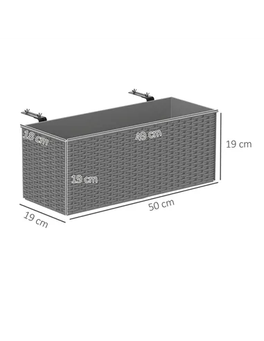 Outsunny Set of Two Rattan-Effect Planters - Grey