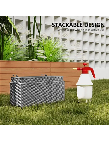 Outsunny Set of Two Rattan-Effect Planters - Grey