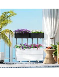 Outsunny Set of Two Rattan-Effect Planters - Black 2