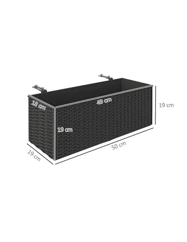 Outsunny Set of Two Rattan-Effect Planters - Black