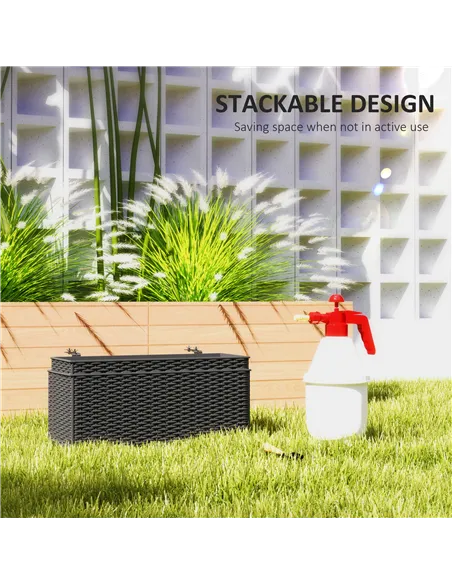 Outsunny Set of Two Rattan-Effect Planters - Black