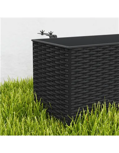 Outsunny Set of Two Rattan-Effect Planters - Black