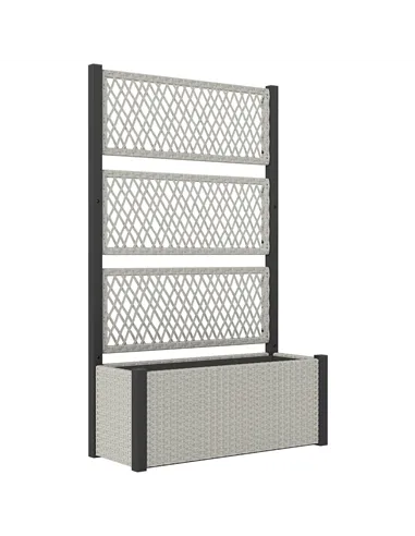 Outsunny Garden Planter Box with Trellis, Liner for Climbing Plants, Vegetables, Flowers, 90 x 35 x 148 cm, Mixed-grey