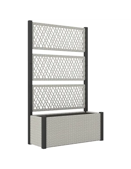 Outsunny Garden Planter Box with Trellis, Liner for Climbing Plants, Vegetables, Flowers, 90 x 35 x 148 cm, Mixed-grey