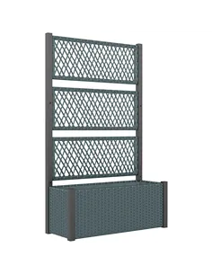 Outsunny Garden Planter Box with Trellis, Liner for Climbing Plants, Vegetables, Flowers, 90 x 35 x 148 cm, Charcoal Grey