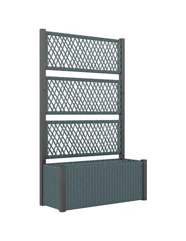 Outsunny Garden Planter Box with Trellis, Liner for Climbing Plants, Vegetables, Flowers, 90 x 35 x 148 cm, Charcoal Grey