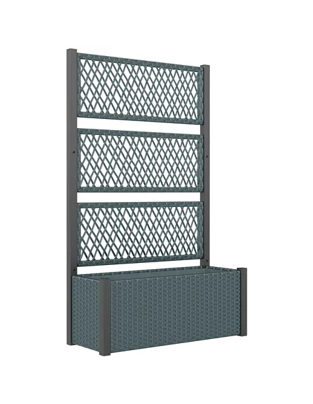 Outsunny Garden Planter Box with Trellis, Liner for Climbing Plants, Vegetables, Flowers, 90 x 35 x 148 cm, Charcoal Grey