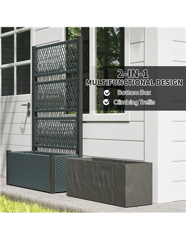 Outsunny Garden Planter Box with Trellis, Liner for Climbing Plants, Vegetables, Flowers, 90 x 35 x 148 cm, Charcoal Grey