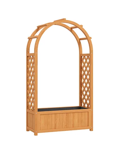 Outsunny Wooden Raised Garden Bed with Trellis, Liner, Drainage Holes, for Vine Climbing Plants, Flowers, 83 x 36 x 145 cm