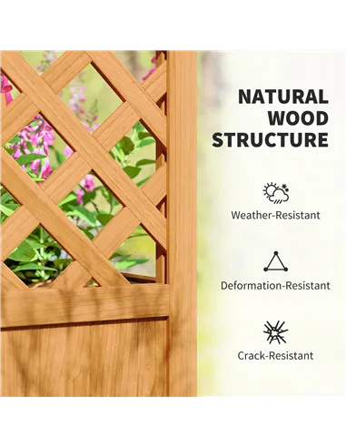 Outsunny Wooden Raised Garden Bed with Trellis, Liner, Drainage Holes, for Vine Climbing Plants, Flowers, 83 x 36 x 145 cm